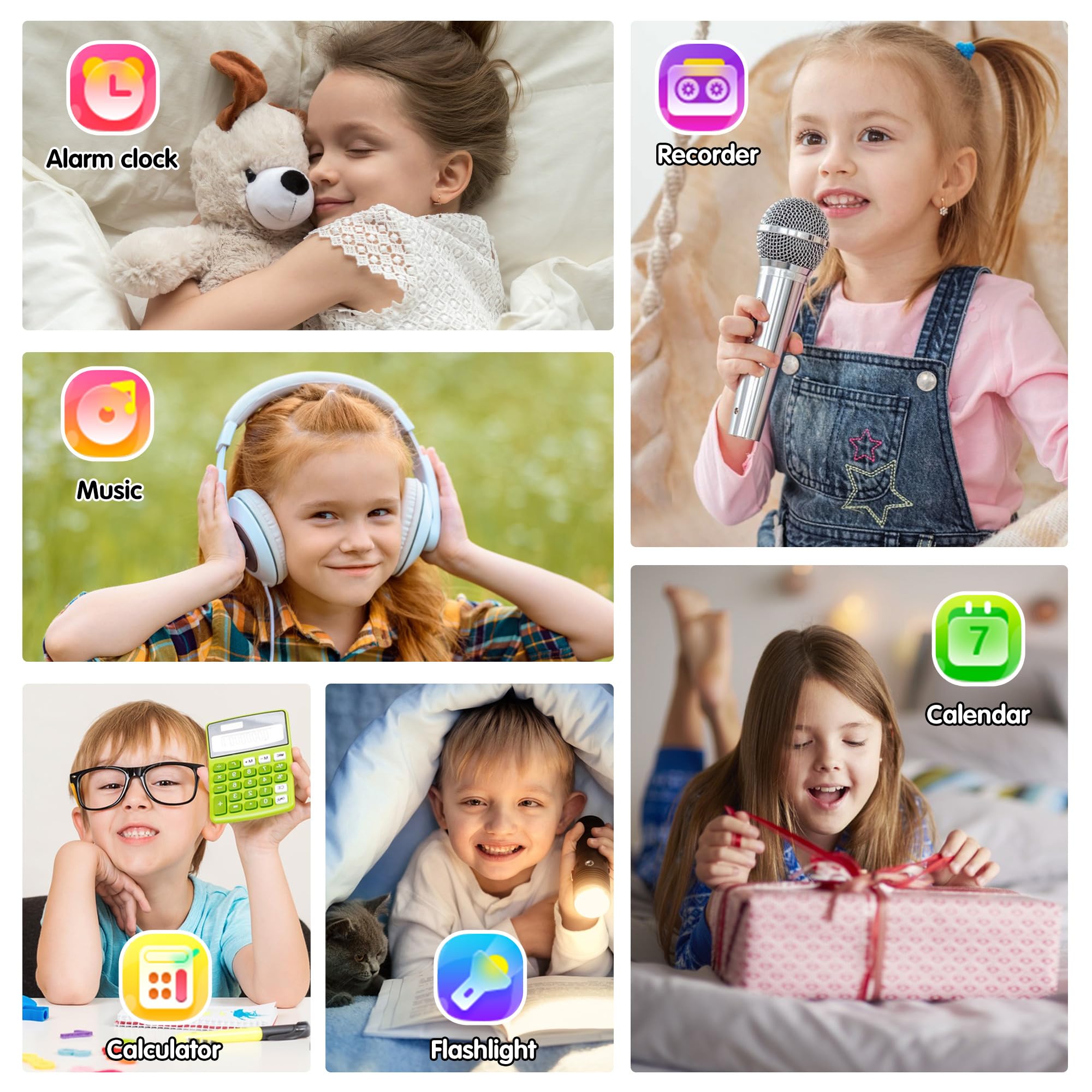 Kids Smart Watch Girls Gifts For Age 5-12, 24 Puzzle Games Hd Touch Screen Watches With Video Camera Music Player Pedometer Flas